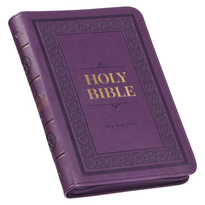 Christian Art Gifts - Wholesale Book - Adult - KJV Bible Compact Faux Leather, Purple w/zipper
