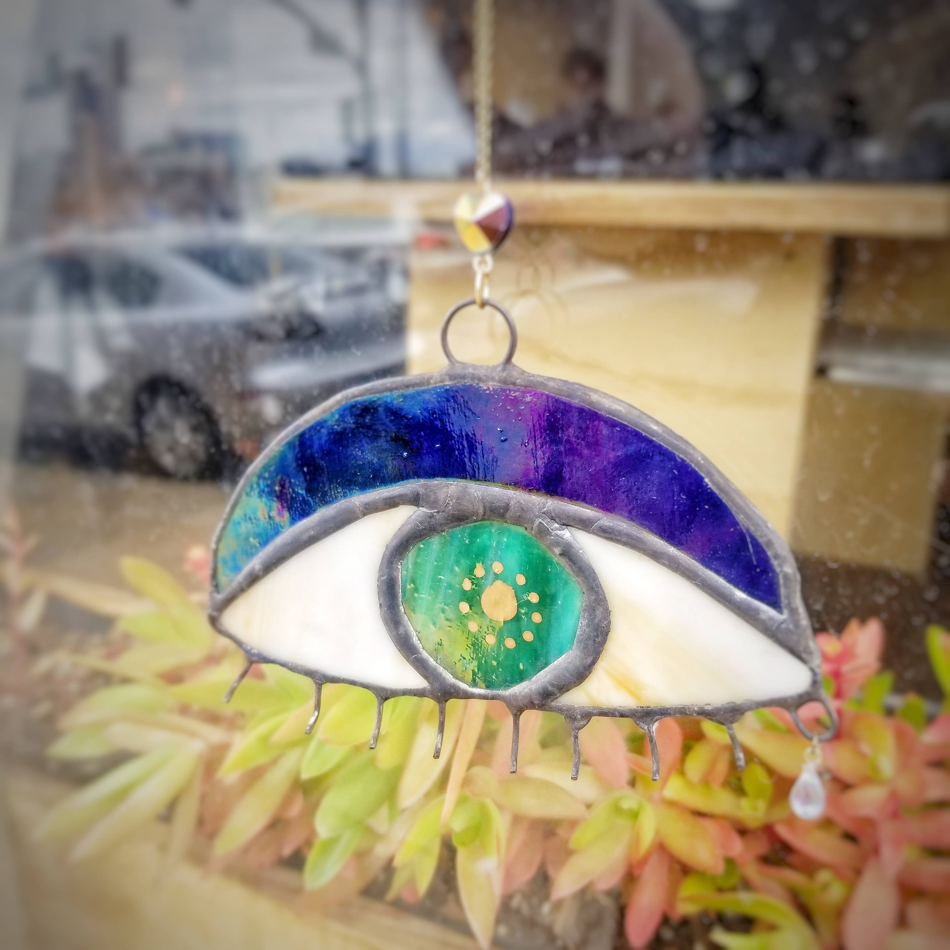 Lost & Found Design – wholesale Suncatcher – Stained Glass - Eye ❤ U small hanging (colors vary)2