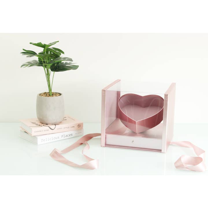 Elegant Design Supply - Wholesale Gift Box - Square PVC Flower Box with Tilted Heart and Drawer8