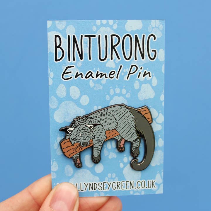 Binturong Enamel Pin + £2 Donation to ABConservation for wholesale by Lyndsey Green Illustration