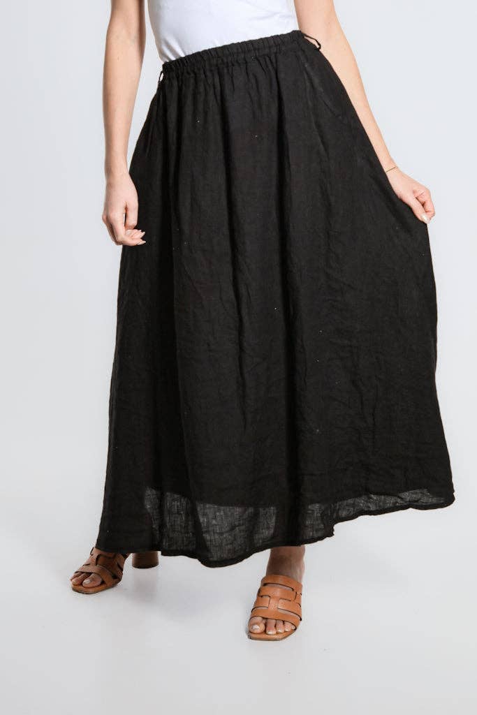 TINA Stephens Italy/Tees By Tina - Wholesale Skirt - Women's - Angie A-Line Long Linen Skirt with Pockets (SL113)5
