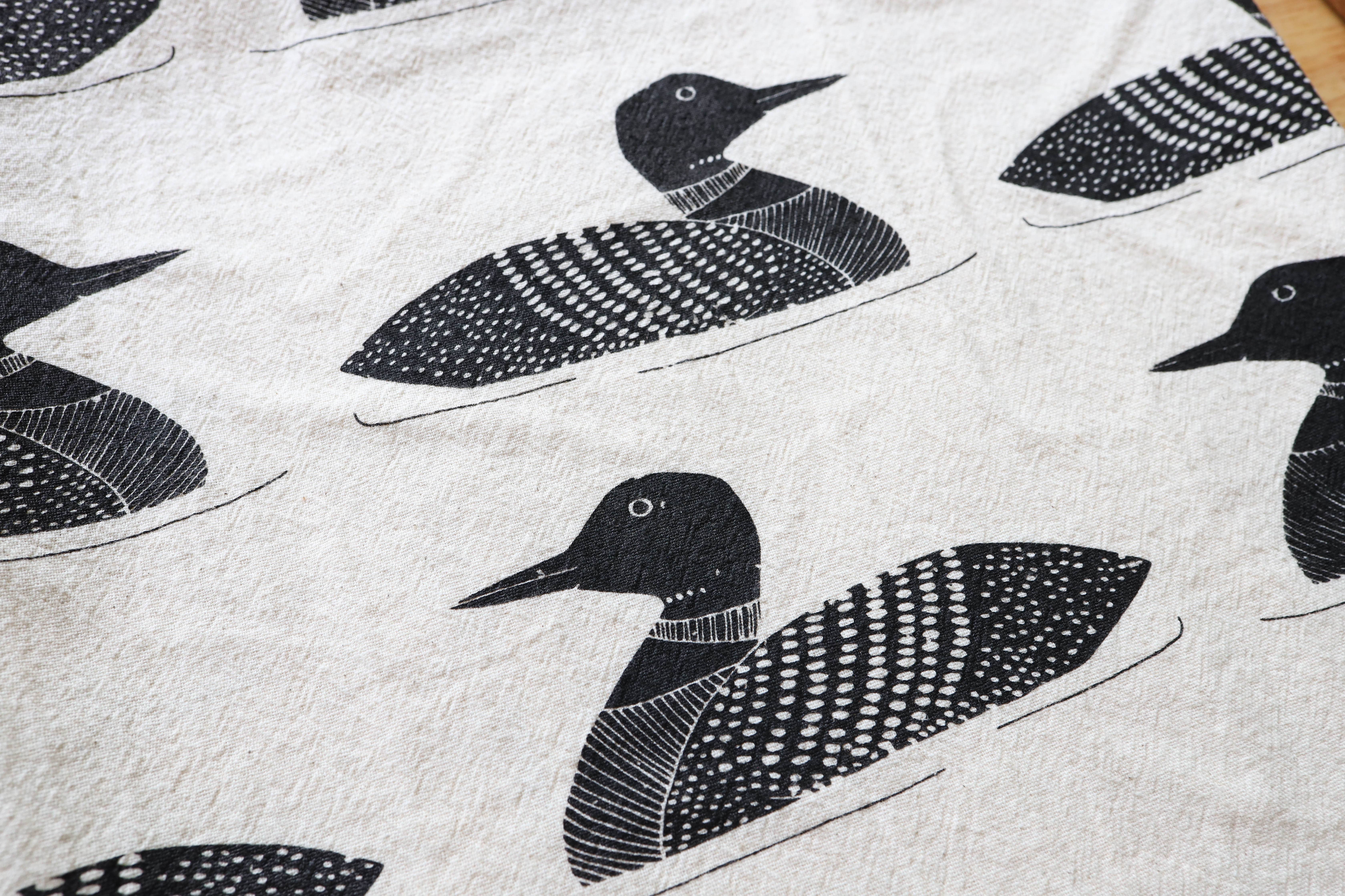 The High Fiber - Wholesale Tea Towel - Handprinted Common Loon Kitchen Towel –Natural, Eco-friendly8