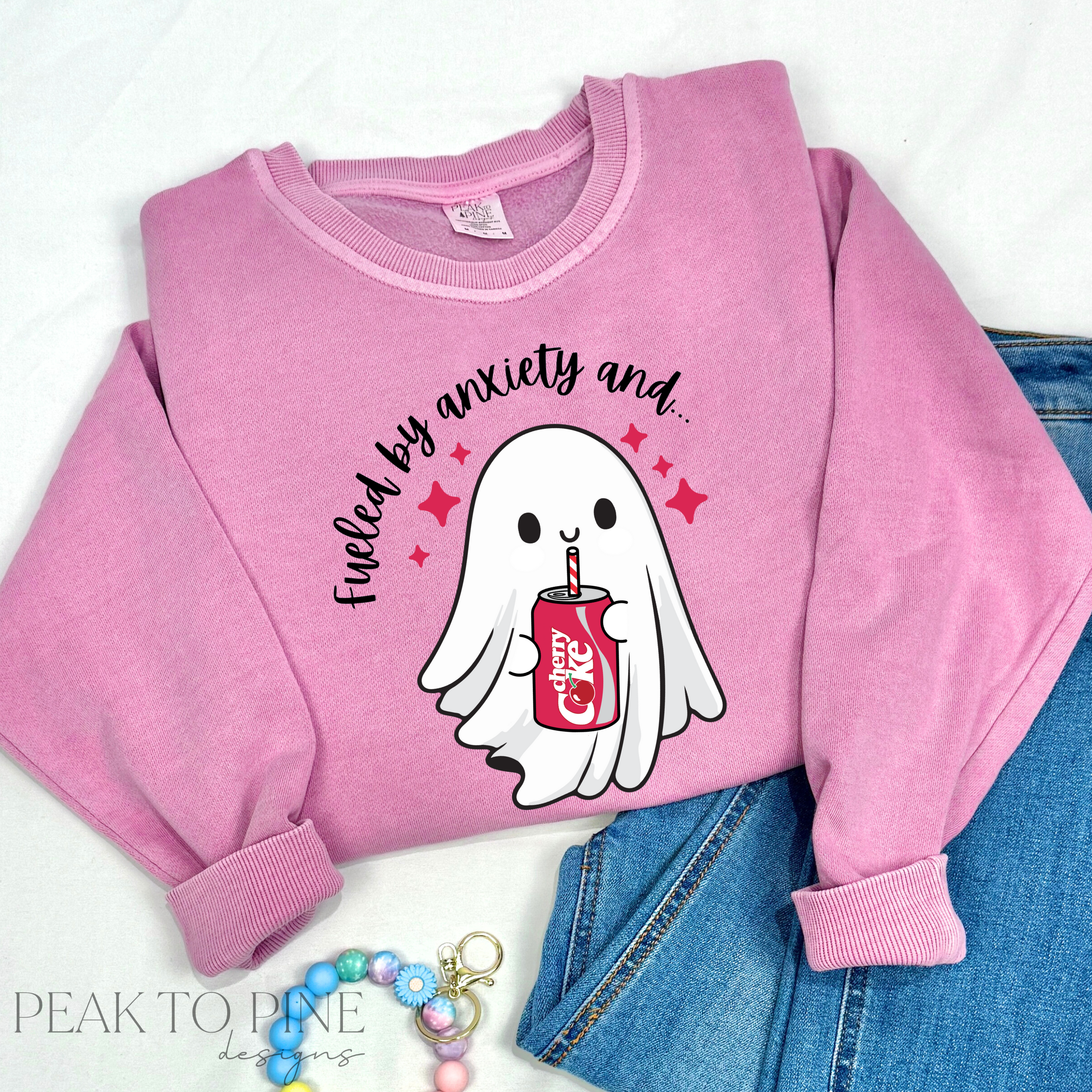 Peak To Pine Designs - Wholesale Graphic Sweatshirt - Women's - Cherry Cola & Anxiety - Sweatshirt0