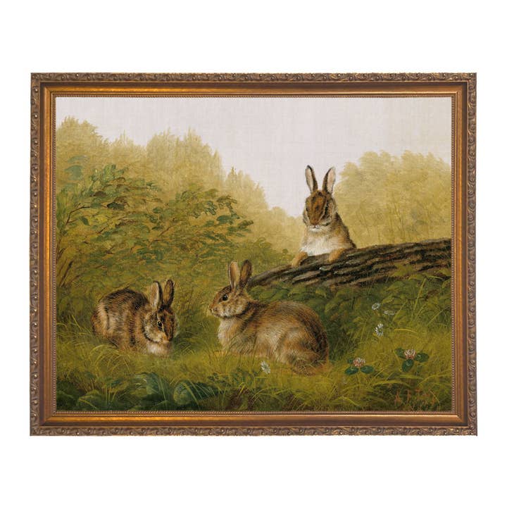 Madison Bay Co. - Historical Home Decor Reproductions - Wholesale Art print - Bunnies in the Field by Tait Vintage Painted Print on Canvas75