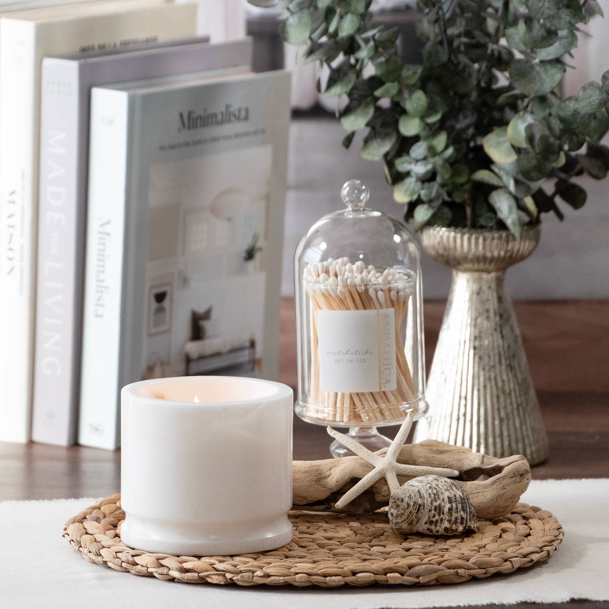 Andaluca - Wholesale Jar/Filled Candle - Palo Santo Scented White Marble Candle3