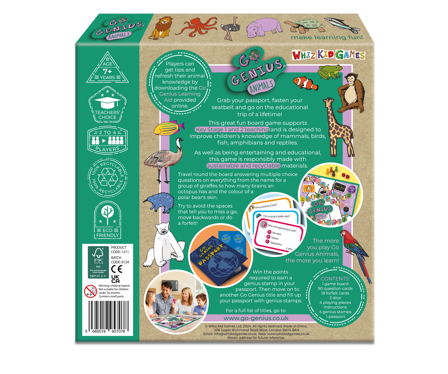 Whiz Kid Games – wholesale Board game – Board game for children Go Genius Animals by Whiz Kid Games1
