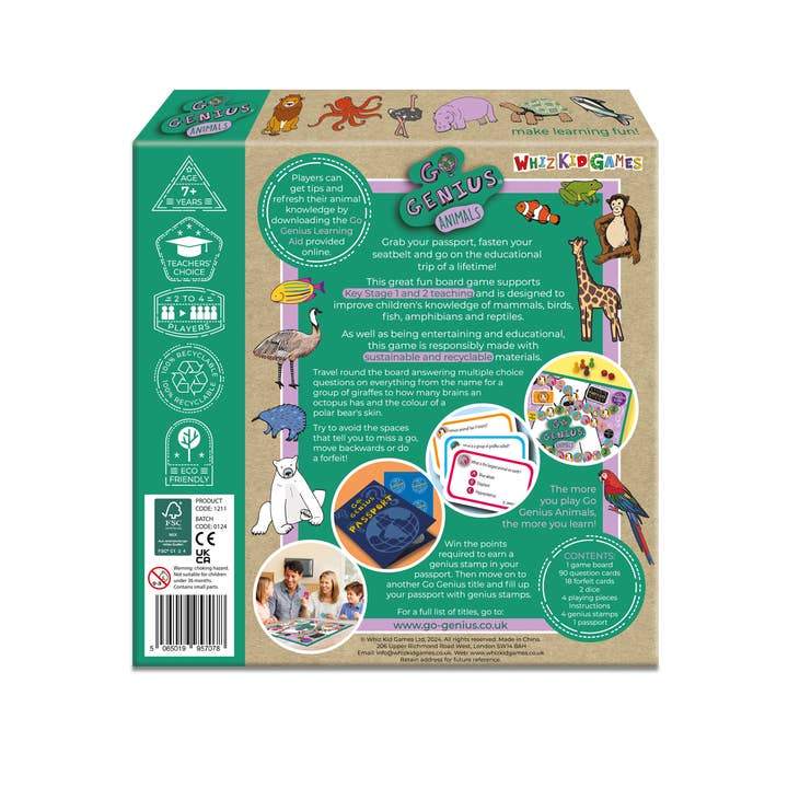Whiz Kid Games – wholesale Board game – Board game for children Go Genius Animals by Whiz Kid Games1