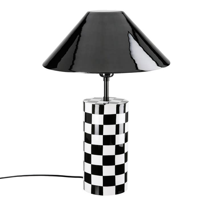 black Checkers cylindrical table lamp, h.52 cm for wholesale on Faire