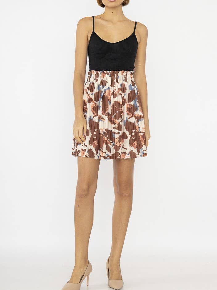 19145K Printed pleated short skirt for wholesale by LORIANE