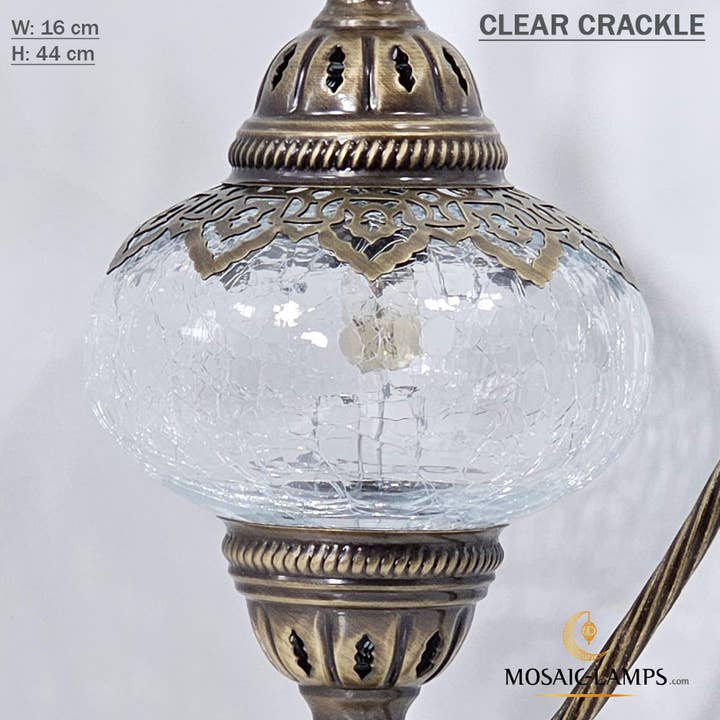 Mosaic Lamps - Wholesale Accent/Desk Lamp - Clear Crackle Glass Swan Neck Table Lamp, Ottoman Gooseneck