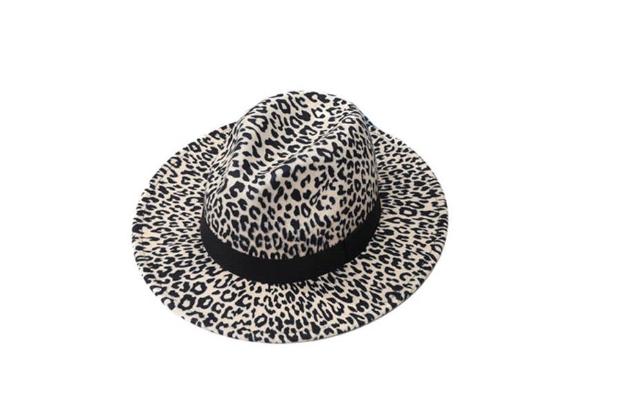 Nima Accessories Inc - Wholesale Fedora - Women's - Ladies Polyester Animal Leopard Print Belt Decor Fedora Hat5