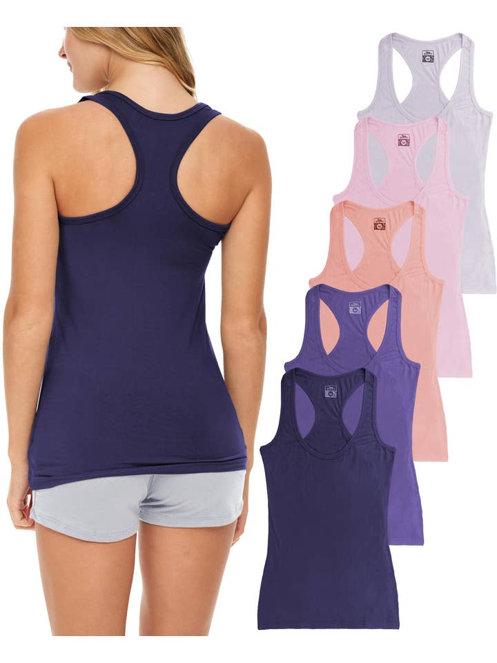 I-Wear Brands - Wholesale Tank Top - Women's - 5 Pack Women's Racerback Cotton Stretch Tank Top3