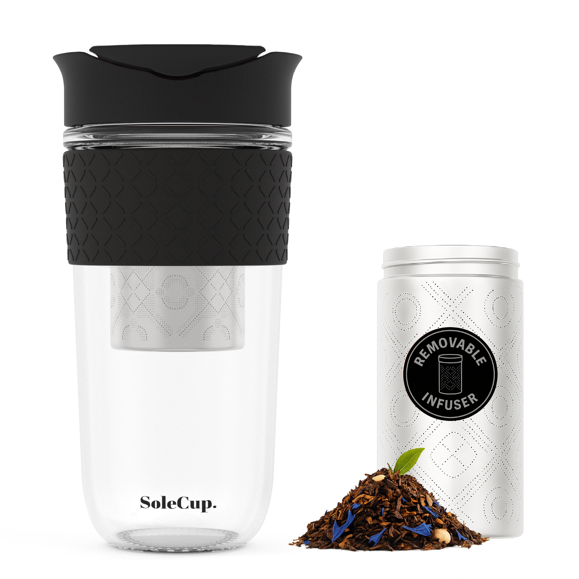 SoleCup - Wholesale Insulated Mug/Tumbler - SoleCup Glass Travel Mug 18oz (530ml) with Loose Tea Infuser13