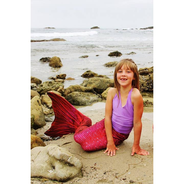 Sun Tail Mermaid - Wholesale Beach/Pool Toy - Kids & Baby - Fiji Red Mermaid Tail + Monofin Set for kids, girls, teens, and women (pool toy)