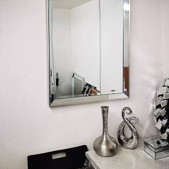 Silver Frame Rectangular Glass Mirror 90x60cm for wholesale by DEENZ