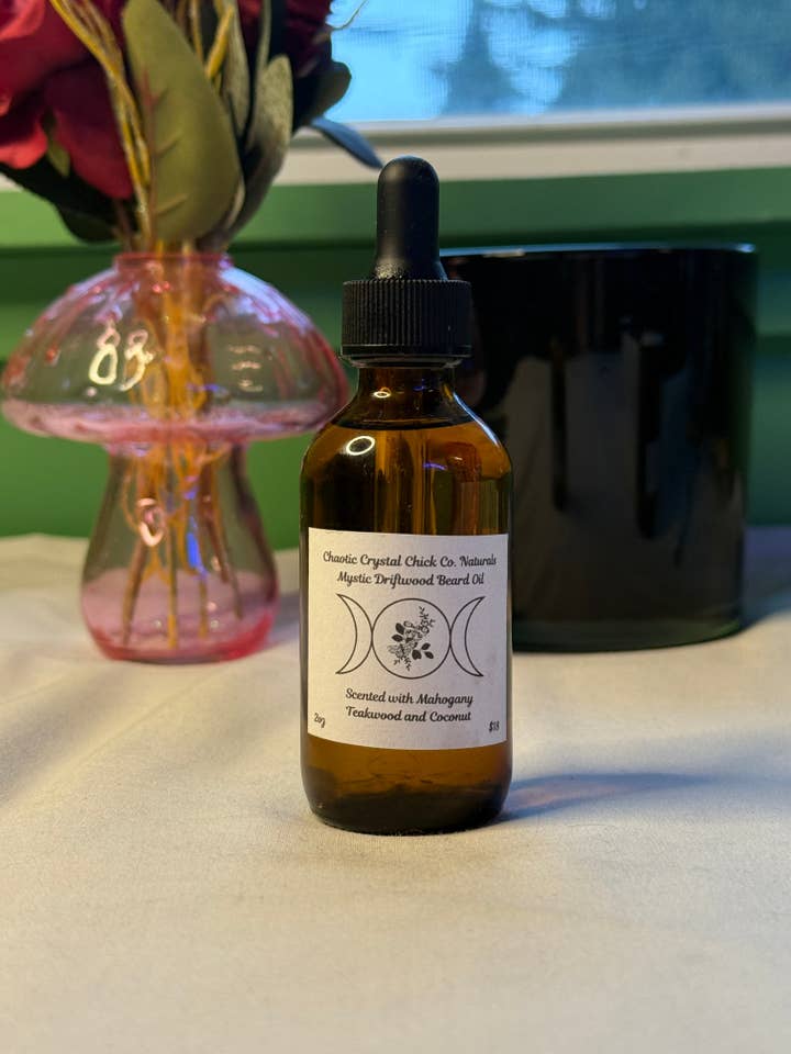 Mystic Driftwood Beard Oil for wholesale by Chaotic Crystal Chick Co.