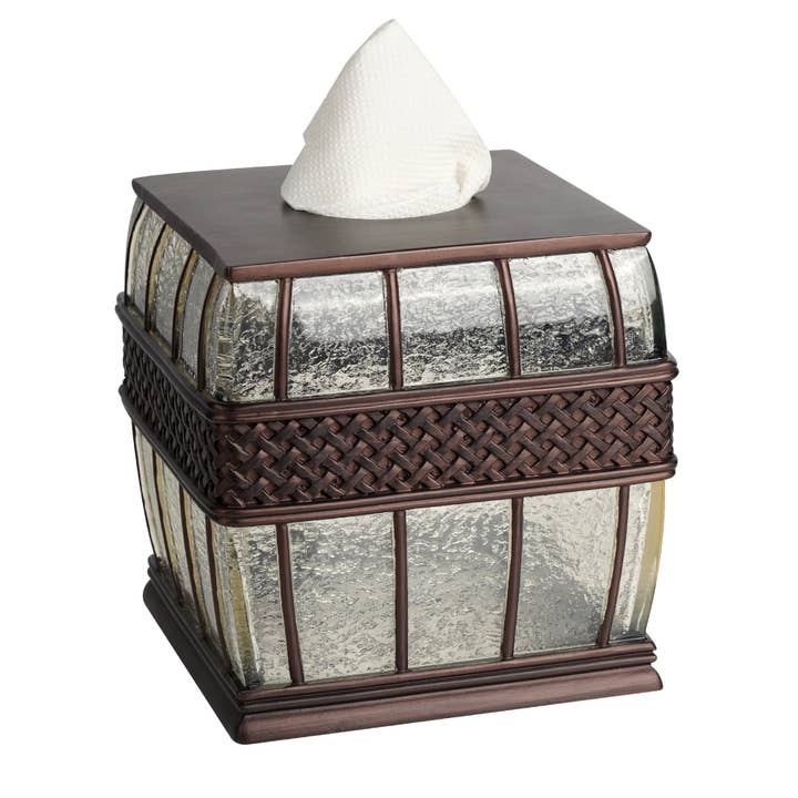 Ice Clear & Bronze Resin Square Tissue Box for wholesale by nu steel