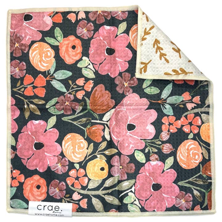 Charcoal Cream Fern: Reversible Washcloth for wholesale on Faire0