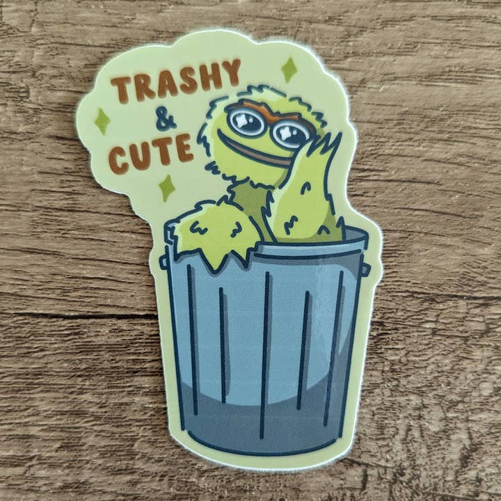 Sadsquatch - Vendita all'ingrosso Adesivo - Adesivo in vinile Trashy But Cute, motivo: Oscar Grouch Sesame Street