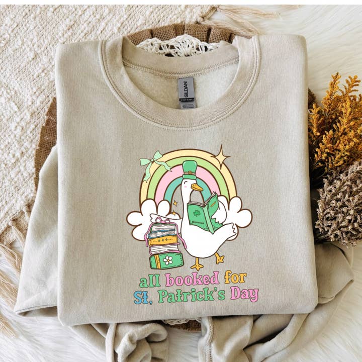 All booked for st Patrick’s goose graphic Tshirt or crewneck for wholesale by Basil & Burch
