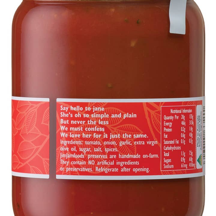 JimJam Foods - Wholesale Pasta sauce - Pasta Sauce Plain Jane1