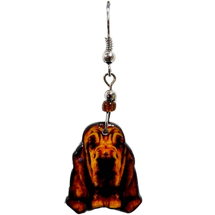 Acrylic Bloodhound Dog Pet Dangle Earrings for wholesale by Pichincha
