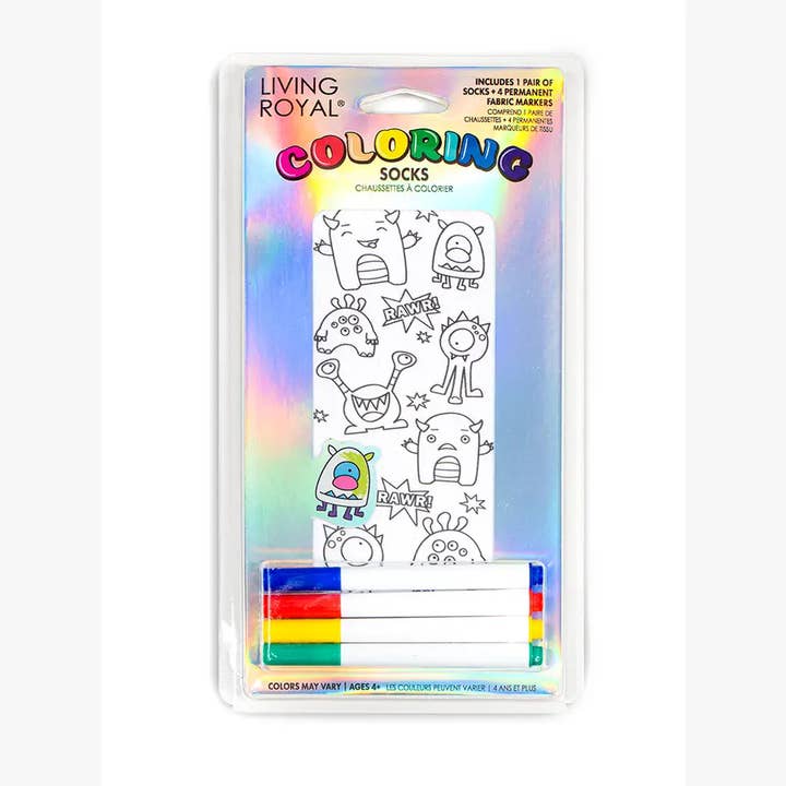 Living Royal - Wholesale DIY Craft Kit - Kids - Ankle Socks - DIY Coloring Kit - Monster Mayhem