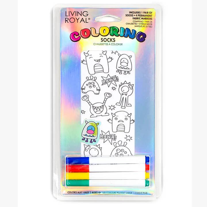 Living Royal - Wholesale DIY Craft Kit - Kids - Ankle Socks - DIY Coloring Kit - Monster Mayhem0