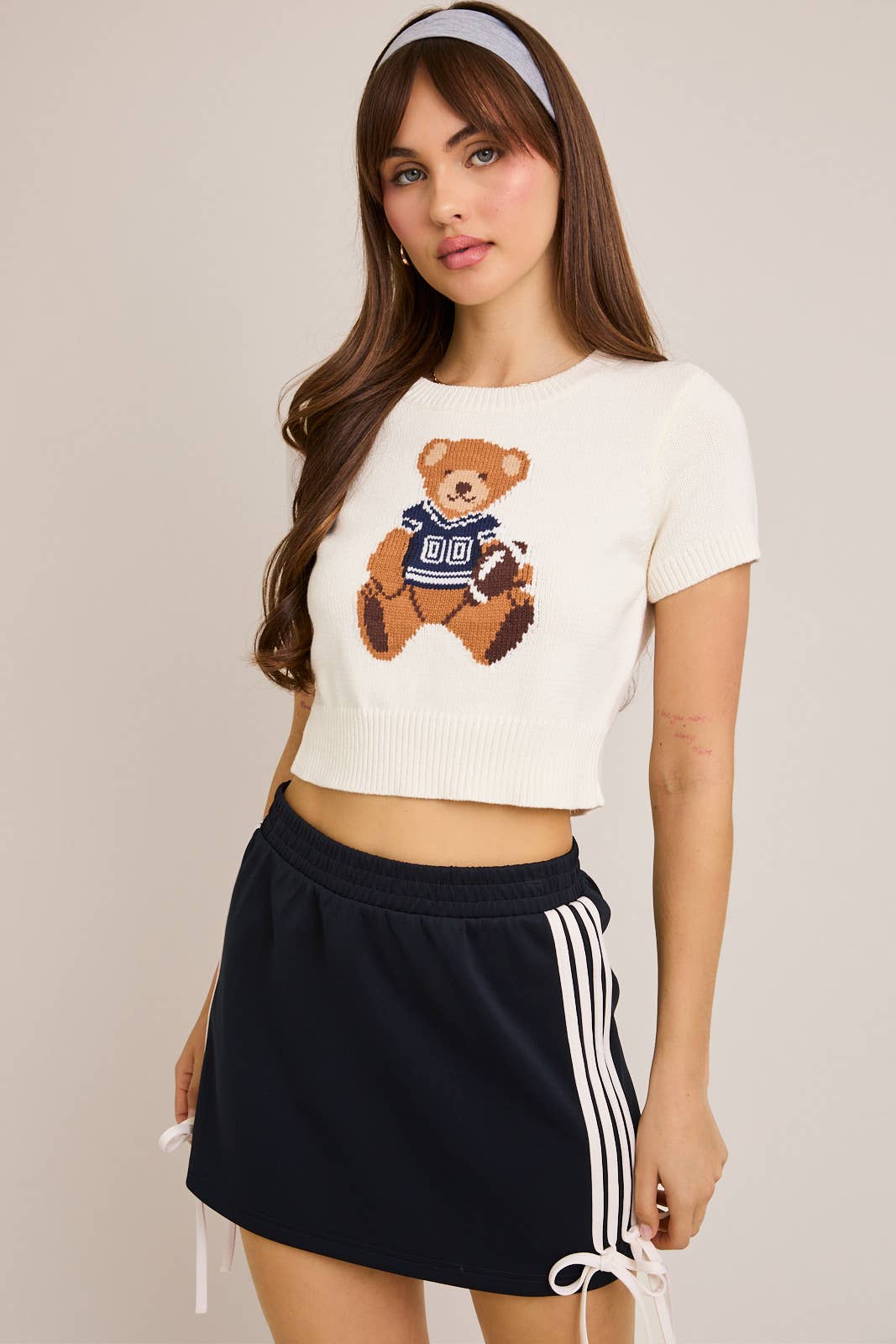 LE LIS - Wholesale Knit Top - Women's - SHORT SLEEVE CREW NECK TEDDY BEAR SWEATER TOP6