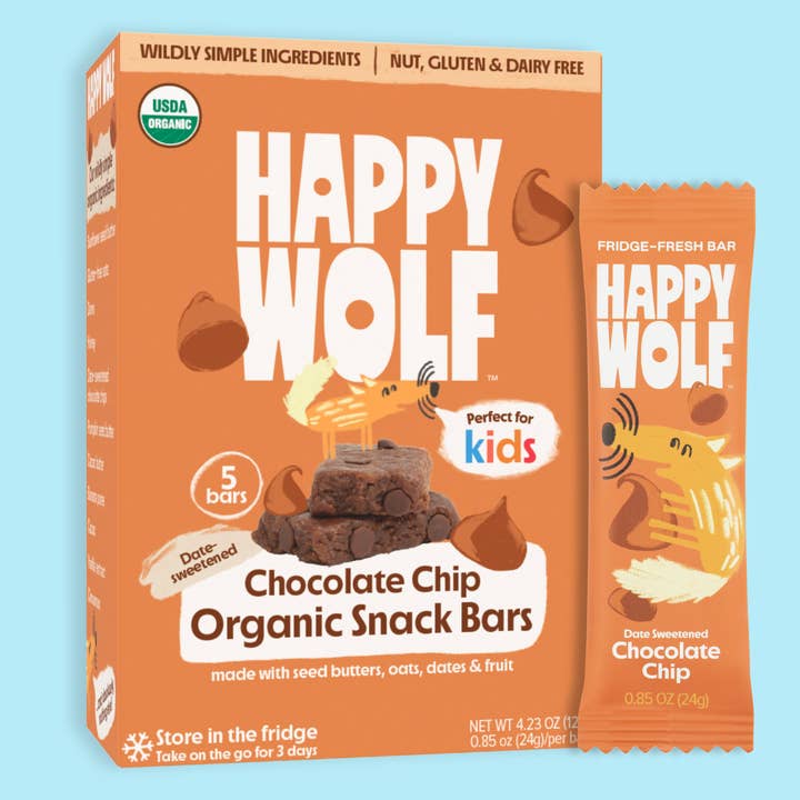 Happy Wolf Organic Kids Snack Bars - Chocolate Chip for wholesale by Happy Wolf