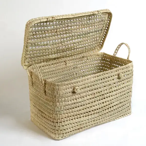 High crafty - Wholesale Basket - 🧺 Large Palm Leaf Basket with Lid – Handwoven Storage (Rect1