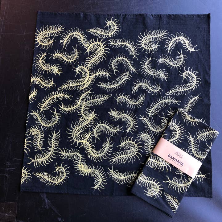 Black Centipede Bandana  for wholesale by Solstice Handmade