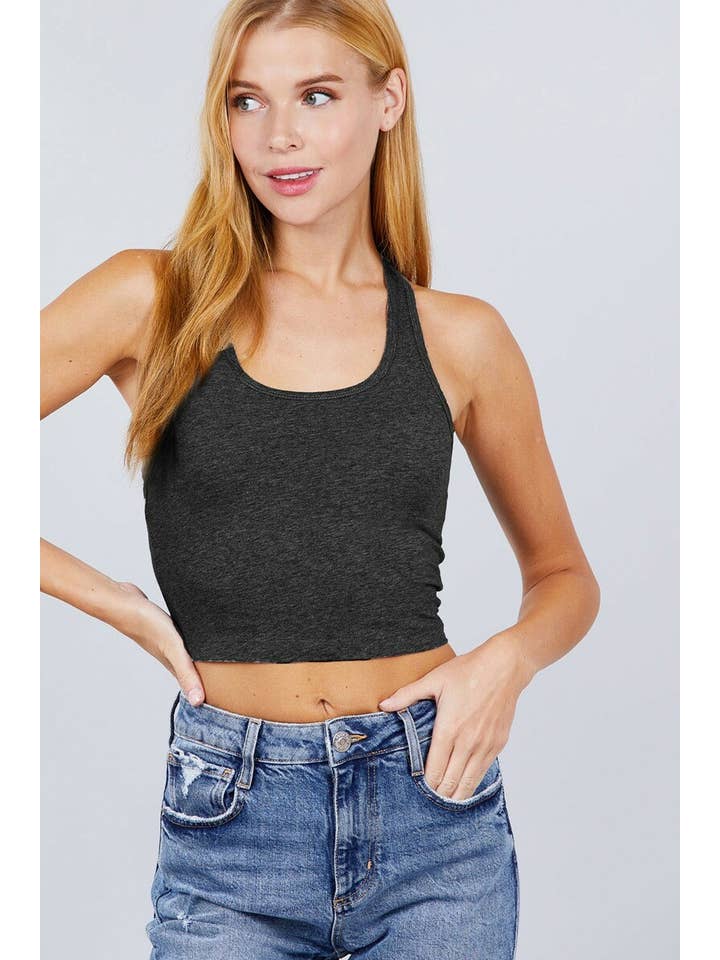 42POPS - Wholesale Knit Top - Women's - ,,.42POPS Fitted Racerback Cotton Spandex Jersey Crop31
