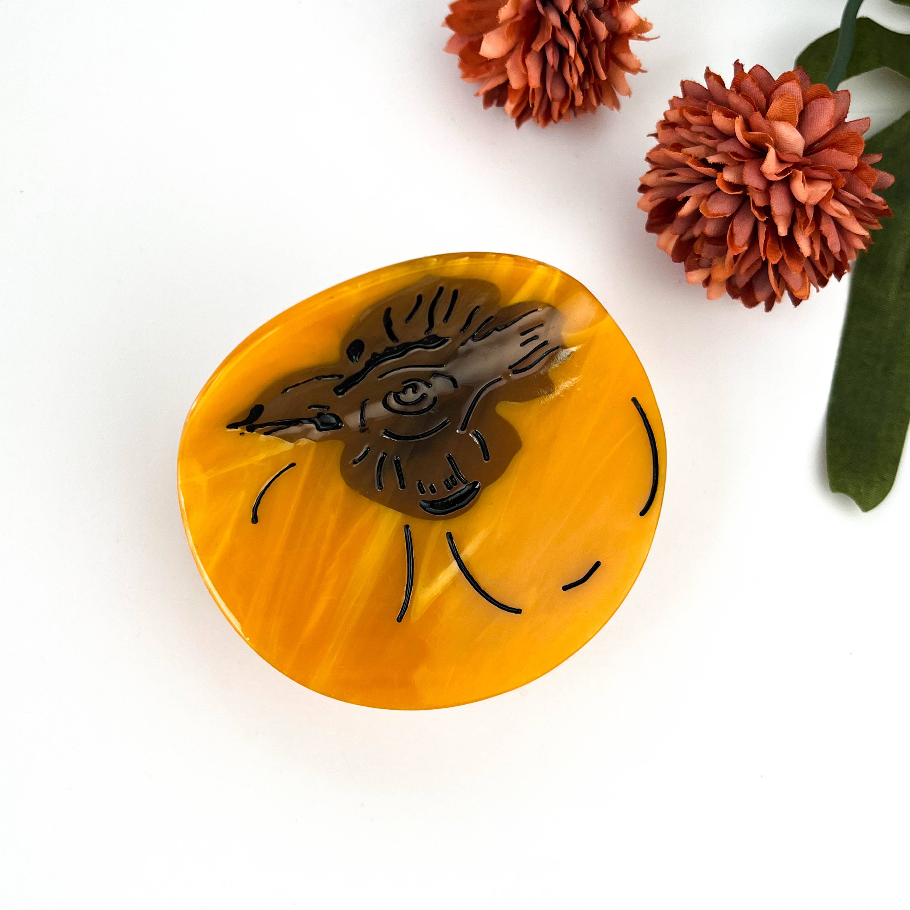 Orange Lucky Persimmon Fruit Acetate Hair Claw Clip for wholesale on Faire2