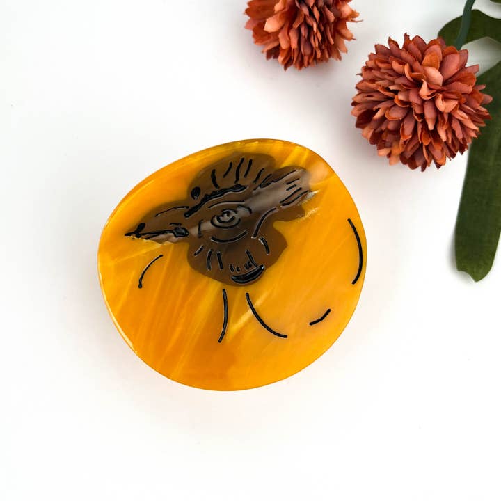 Orange Lucky Persimmon Fruit Acetate Hair Claw Clip for wholesale on Faire2