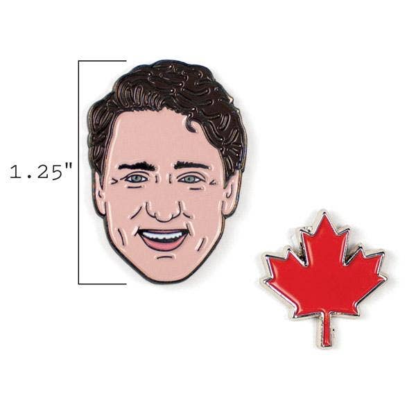 Unemployed Philosophers Guild - Wholesale Lapel Pin/Button - Justin Trudeau & Maple Leaf Pins
