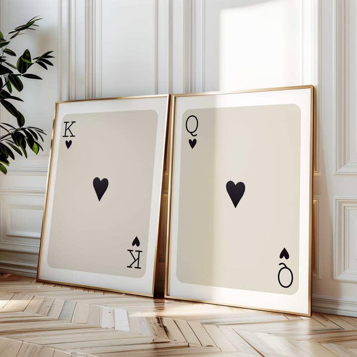 D'LUXE PRINTS - Wholesale Gallery Wall Set - King & Queen of Hearts – Modern Playing Card Print Set4