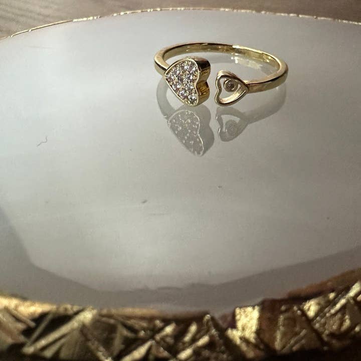 Gemscape UK – wholesale Multi-stone ring – Twin Heart Open Ring - Gold9