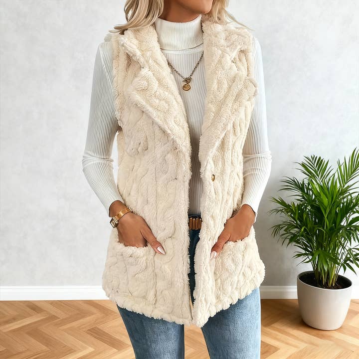 Double-sided plush casual sleeveless vest for wholesale by Lily Clothing