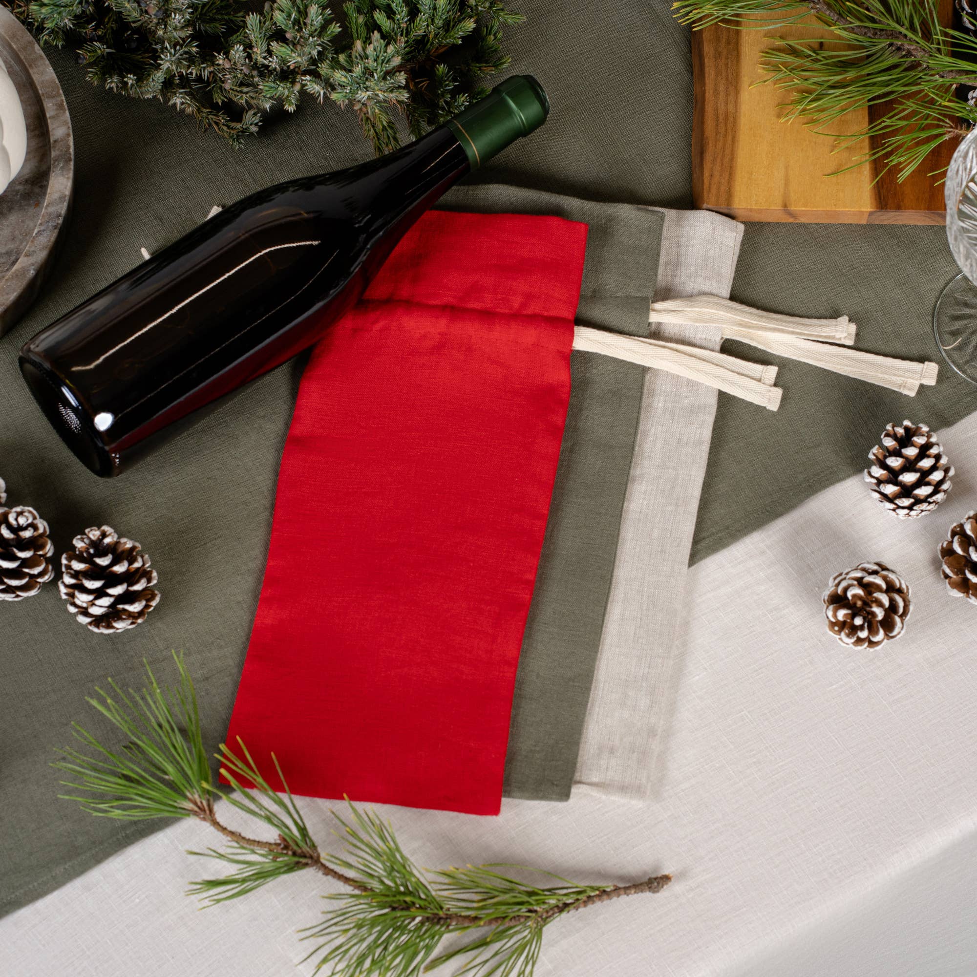 menique - Wholesale Wine Gift Bag - European 100% Linen Wine Gift Bag0