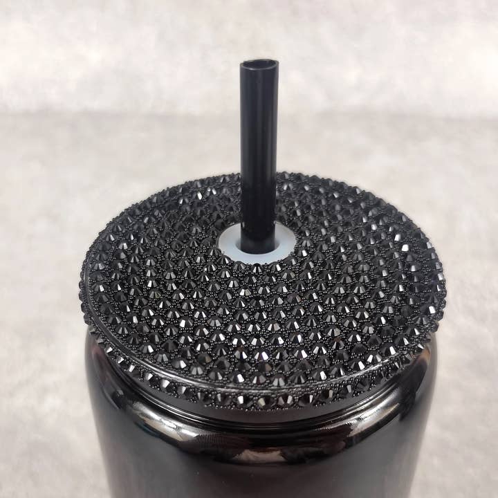Magen Made Designs – wholesale Dricksglas och koppar – 16 oz. svart på svart glasburk med bling-lock
