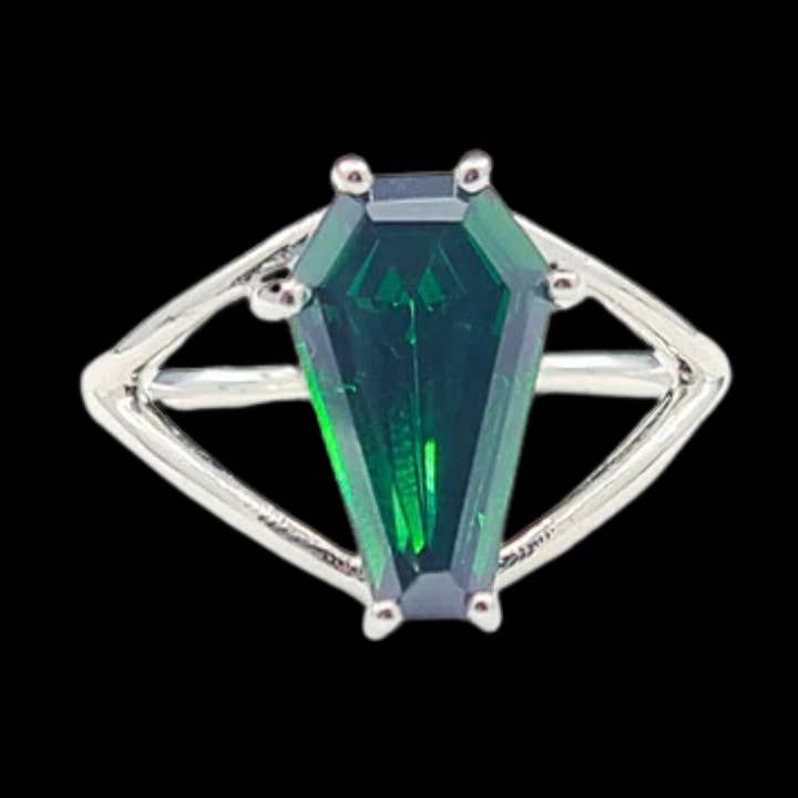 Big Absinthe Green Coffin Ring for wholesale by Inchoo bijoux inc