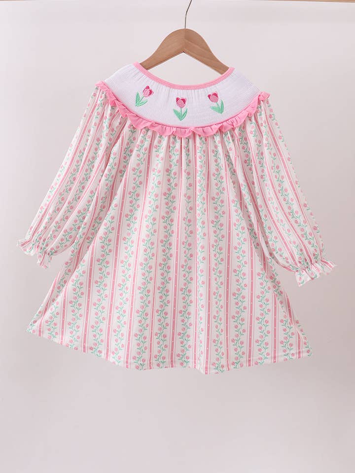 Mom & Co. - Wholesale Dress - Kids - Floral tulip smocked ruffle dress1