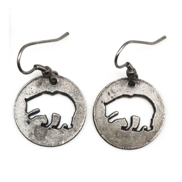 Pewter Earrings - Bear Cutout for wholesale by Anju Jewelry