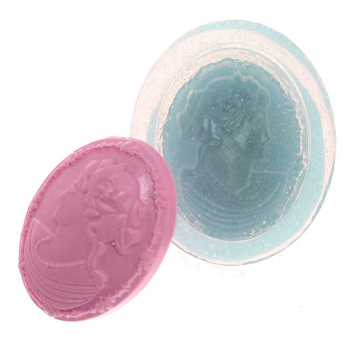 Flexarte USA - Wholesale Craft Supplies - Lady Cameo Brooch Silicone Mold Cake Cupcake Decorating Fondant Baking Mold Chocolate Candy Mould DIY