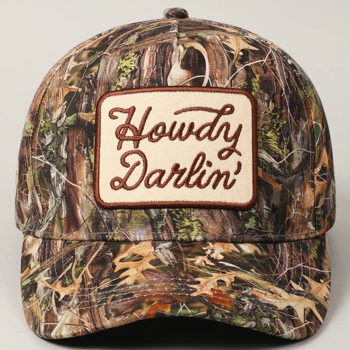 Fashion City – wholesale Trucker hat – Unisex – Howdy Darlin' Embroidery Patch Camo Trucker Hat2
