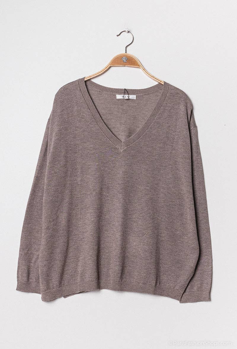 jw.atelier - Vente Pull en maille – femme - Pull lurex cachemire col V oversize15