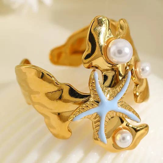 Anillo Ajustable de Verano Playa Estrella de Mar para venta al por mayor de Sweet Cherry Sky