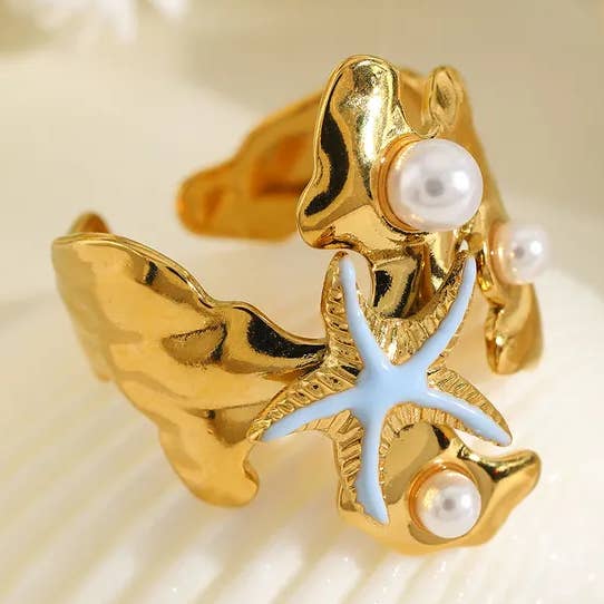 Starfish Beach Summer Adjustable Ring for wholesale by Sweet Cherry Sky