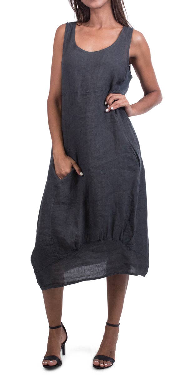 Gigi Moda - Wholesale Dress - Women's - Pure Linen Sleeveless Dress5